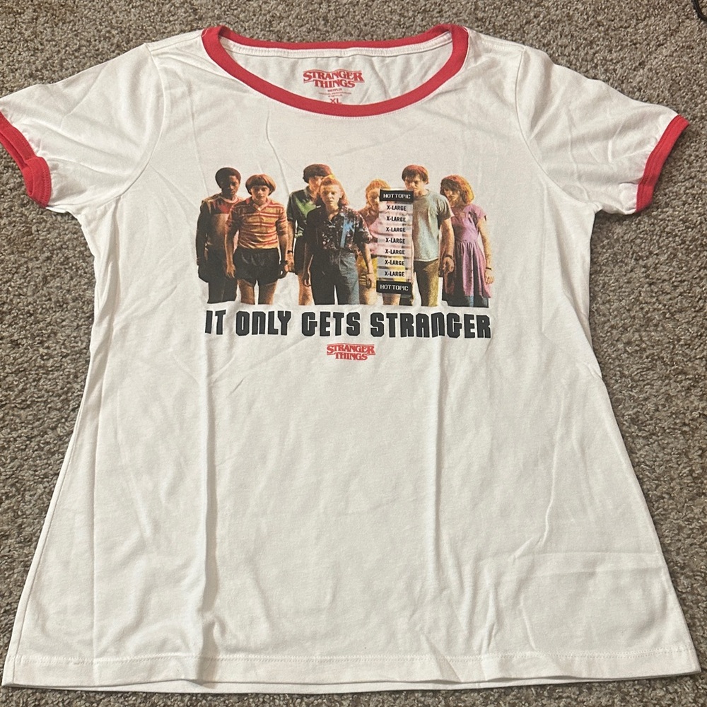 NWT Stranger Rhings White and Red T-Shirt Jersey Shirt